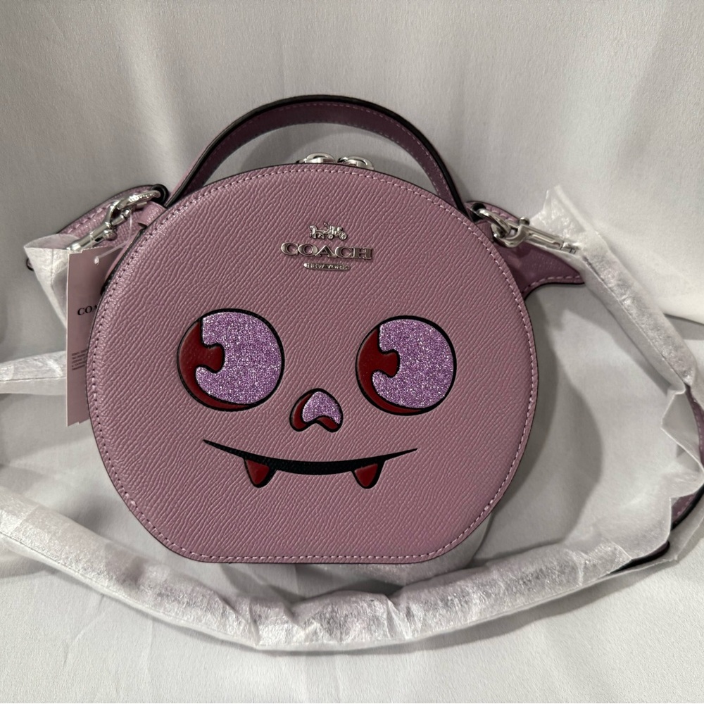 Coach canteen, purple bat Crossbody purse bag Halloween